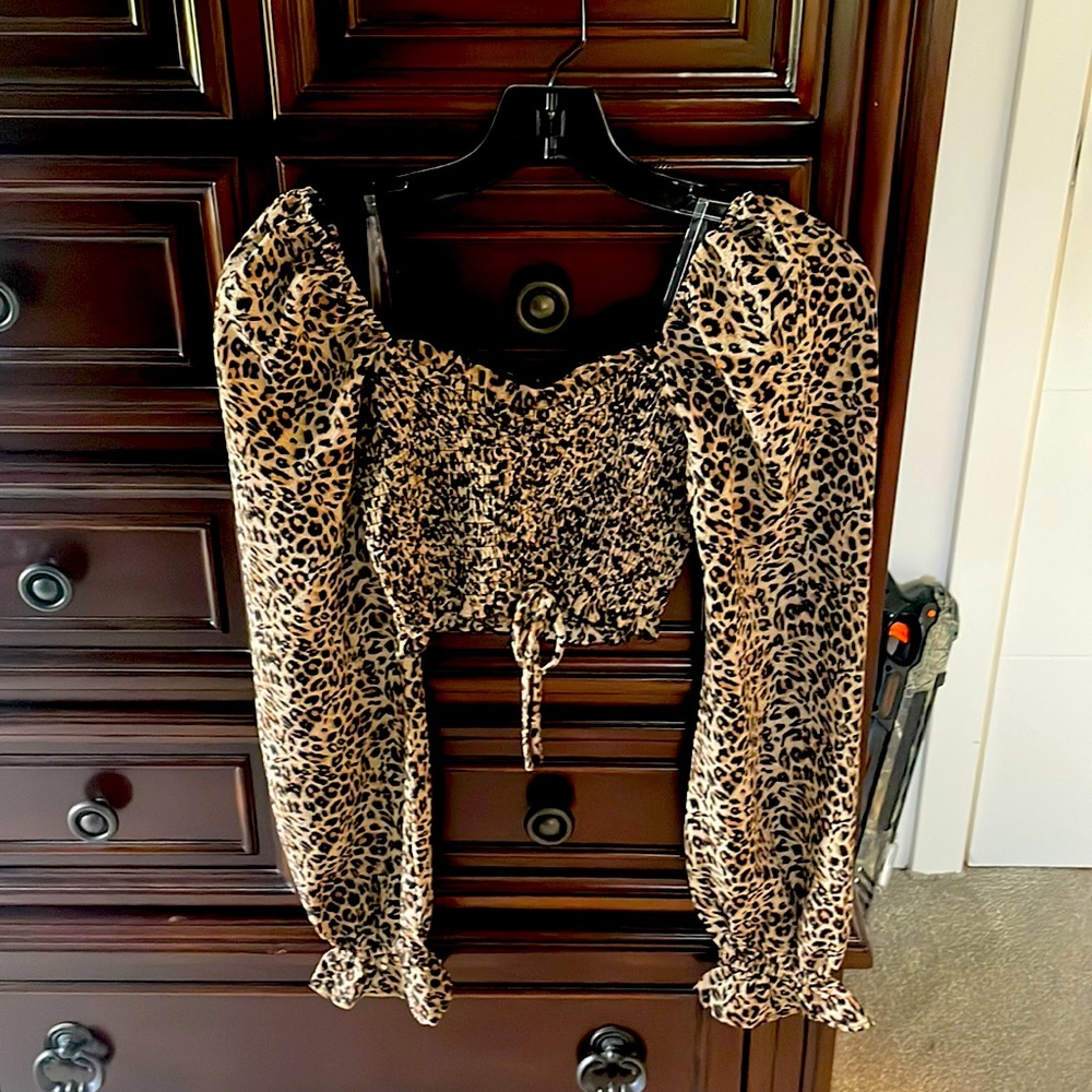 Cropped leopard print top size small.